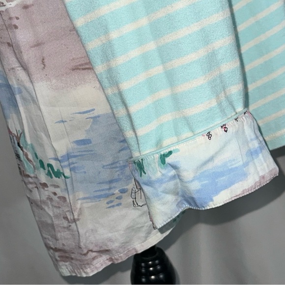 Joules Mixed Media Top Blue White Stripes French Market Women's Size 14 - Picture 6 of 11